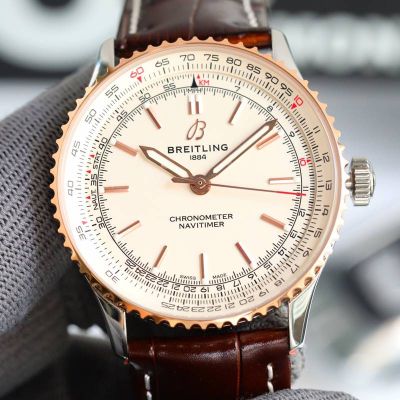TW Factory Breitling 41MM 2824 Movement Cowhide Leather Strap Beige Premium Watch